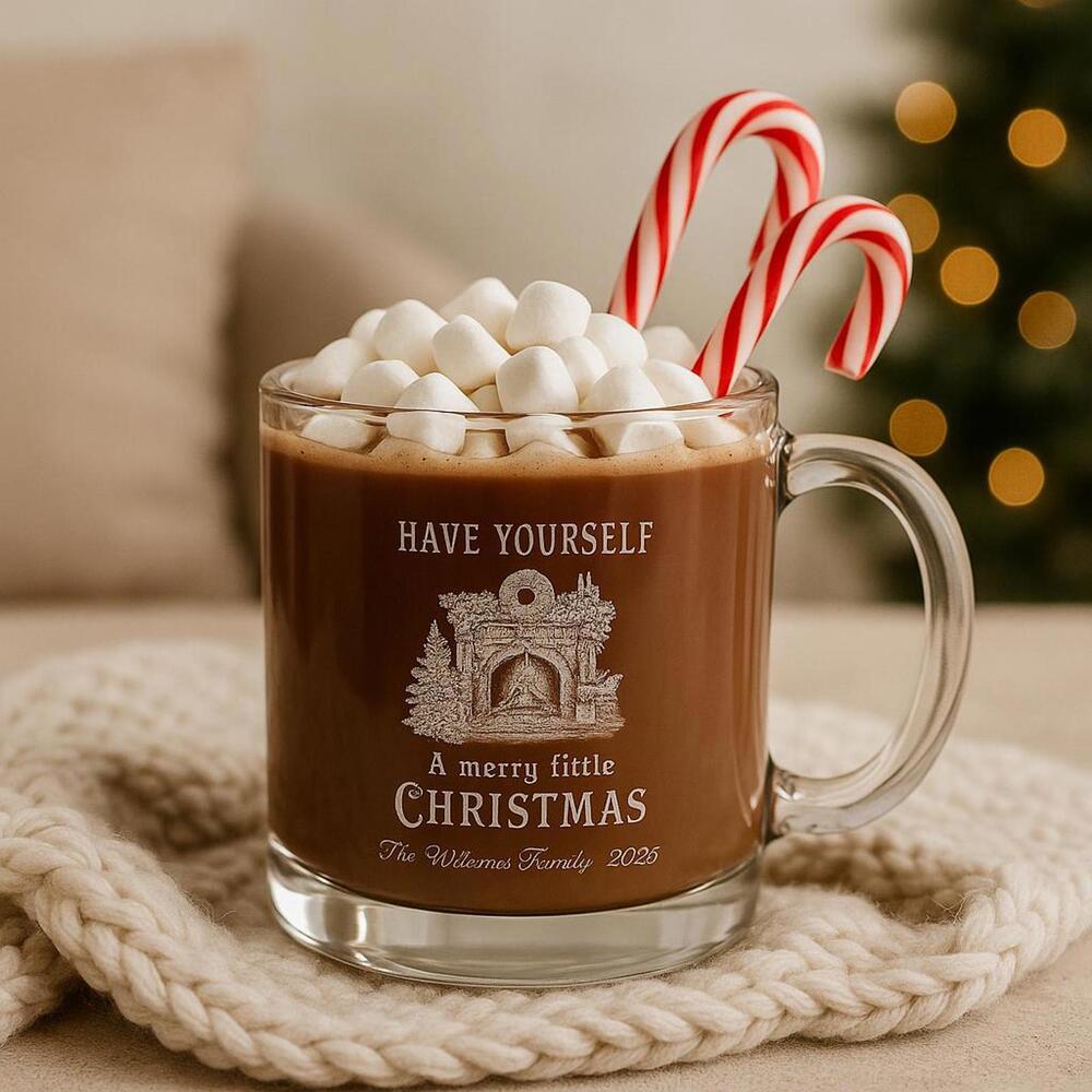 Custom Engraved Personalized Glass - Custom Engraved 12.25oz Holiday Gift
